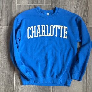 Gildan Blue Crewneck Sweater with Charlotte Print